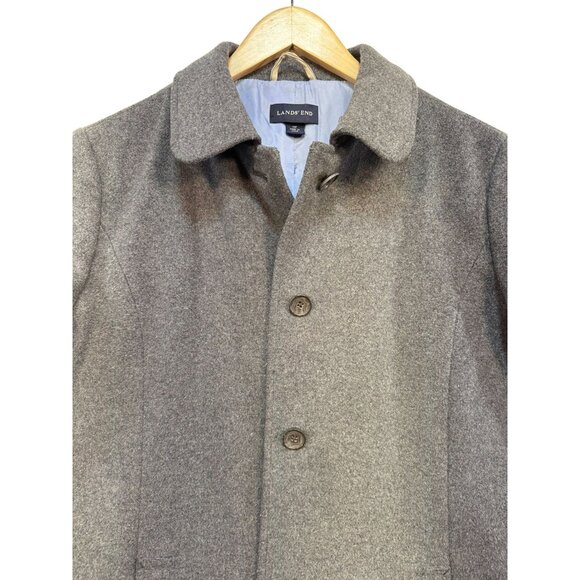 Lands End Womens Wool Blend Coat 14P Gray Long Sleeve Button-Up Outerwear - Picture 7 of 13